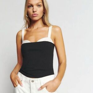 (SOLD) Reformation "Harlan Knit" Black and White Tank Top in Size XS